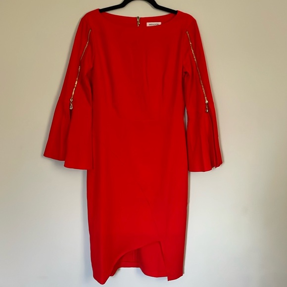 Misslook Red Dress with zipper detail on both arms along with flare detail - Picture 1 of 6